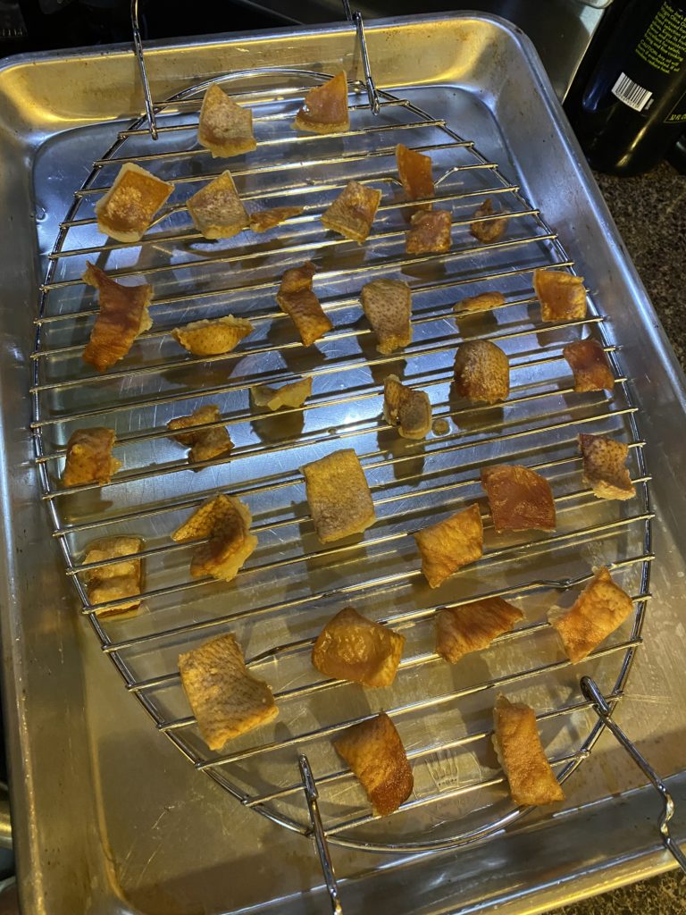 Dehydrated pork rinds - cooked for 3 hours at 250°F